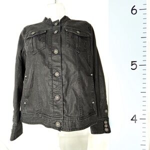 Chico's Mob Wife Black Jean Jacket Size 1 or Small 8